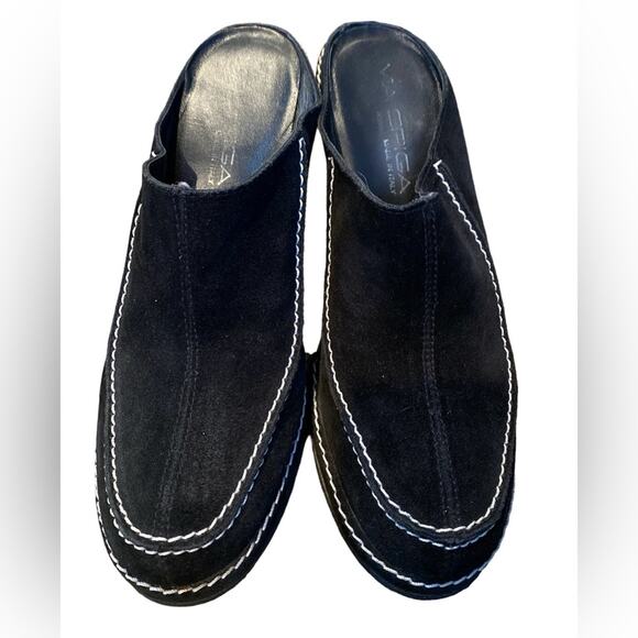 Via Spiga women’s size 6 slip on black leather wedge shoes - Picture 1 of 4